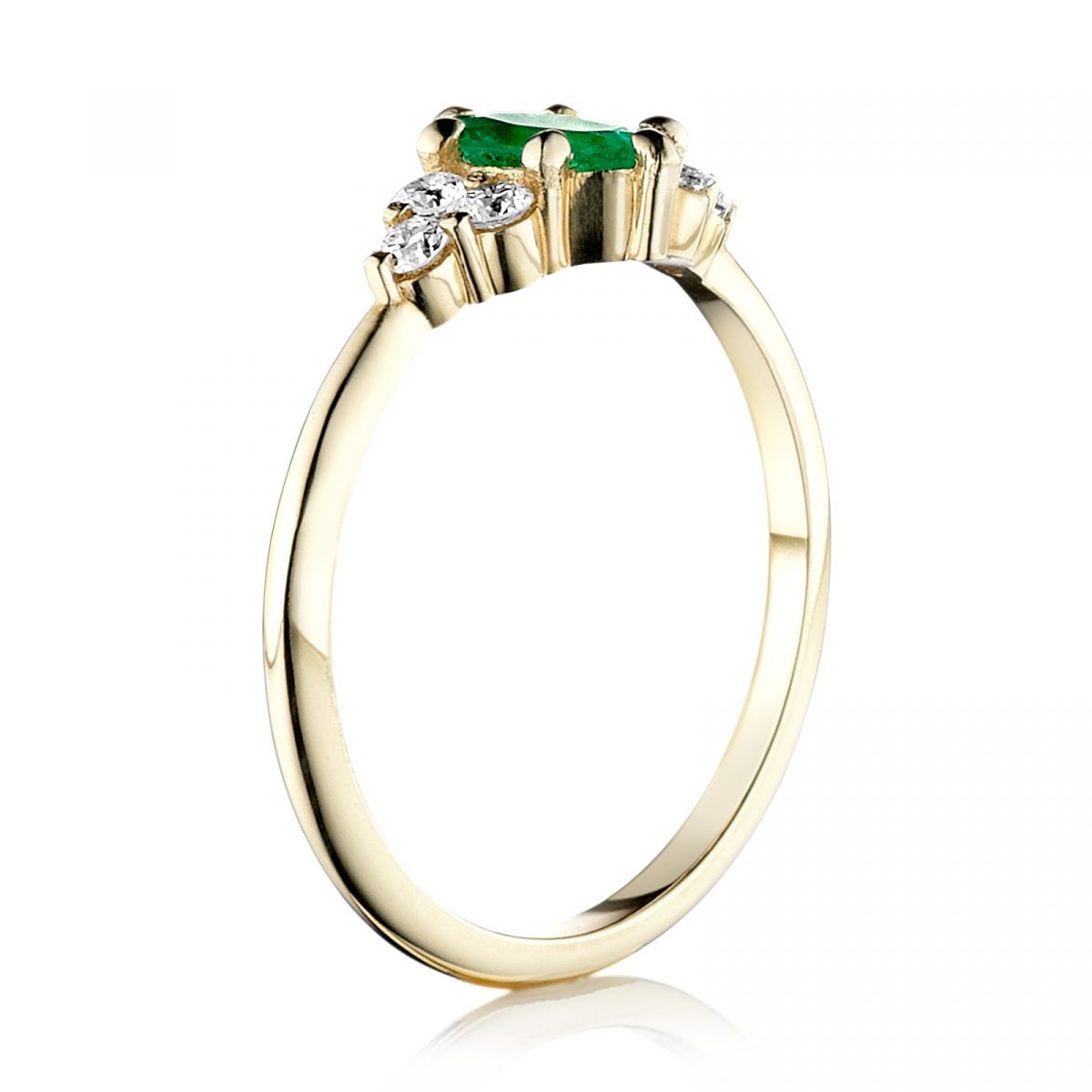 Prsteň Elena - žlté zlato s prírodným smaragdom