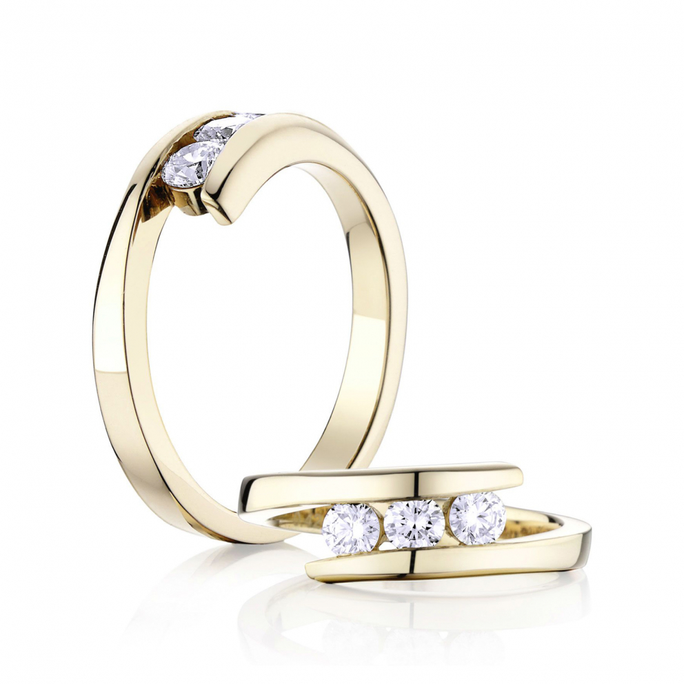 Prsteň Nevis - žlté zlato s prírodným diamantom