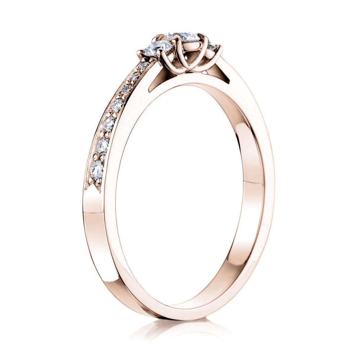 Prsteň Trinity - ružové zlato s prírodnými diamantmi