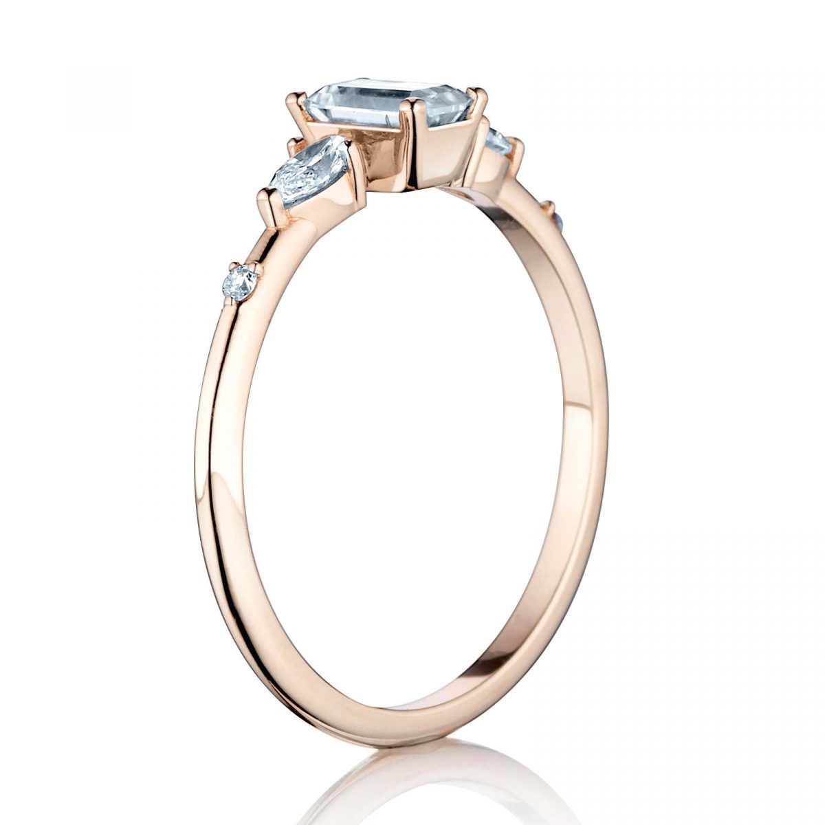 Prsteň Zora - ružové zlato s prírodným diamantom