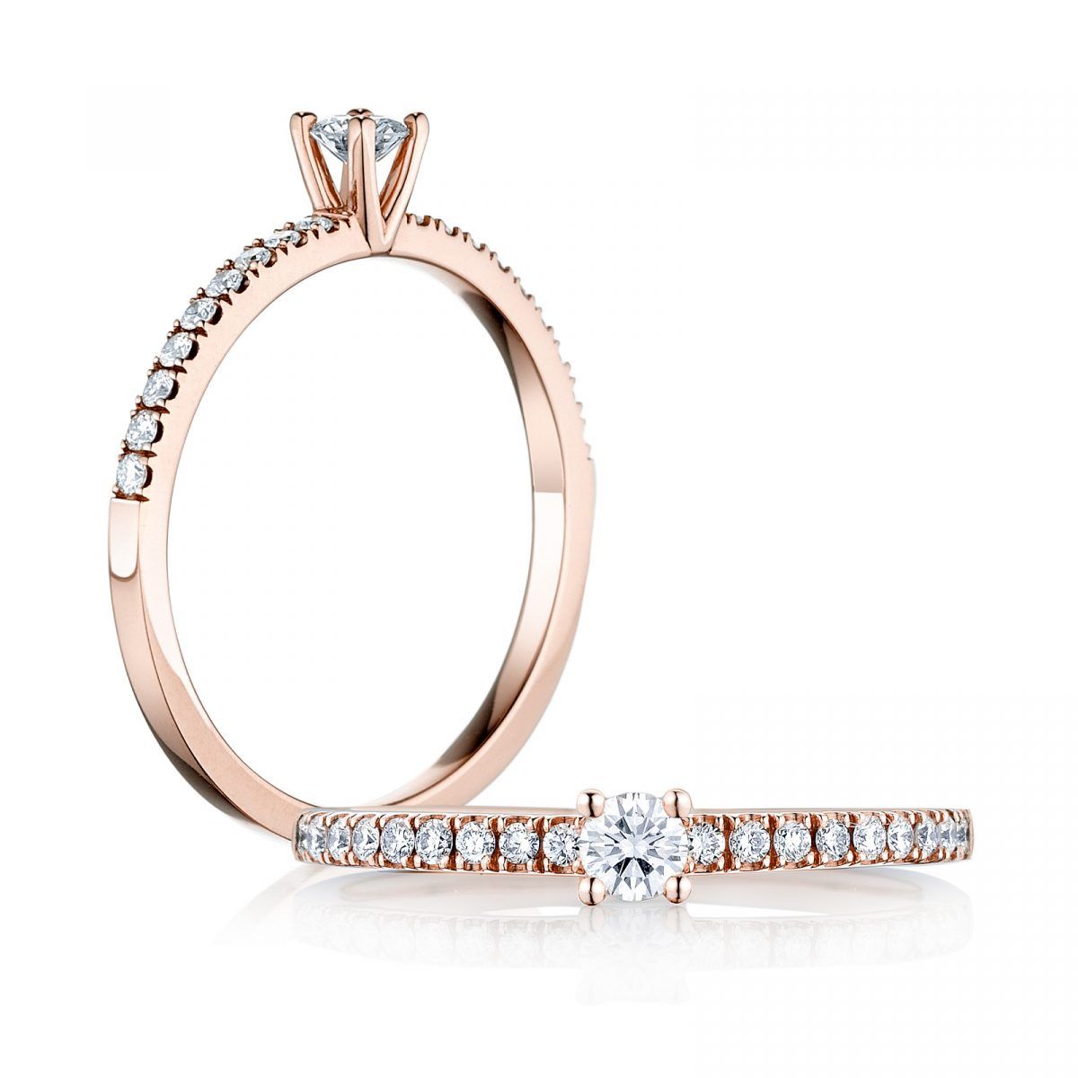Prsteň Zaina - rúžové zlato s prírodným diamantmi