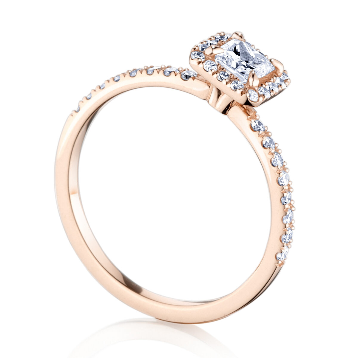Prsteň Sharon -ružové zlato s prírodným diamantom.